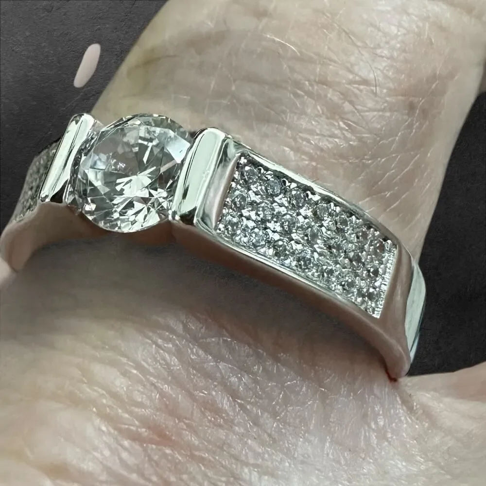 Sterling Silver Clear Round Engagement Ring 6,7,8